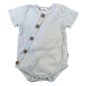Emily & Oliver, Rabbit + Bear Baby Cotton Organic Ribbed Green Bodysuit 6-9M